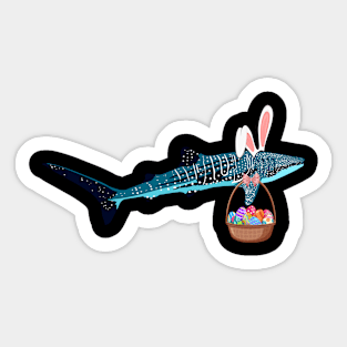 Whale Shark Easter Eggs Rhincodon typus Bunny Ears Easter Sticker